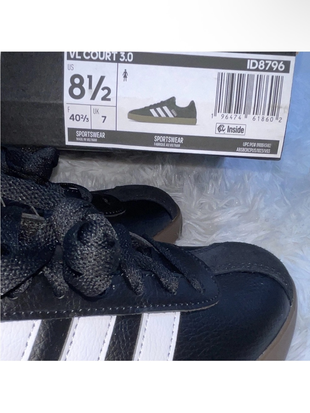 Adidas VL court 3.0 black and white for women’s Size 8.5 Brand New - Picture 10 of 11